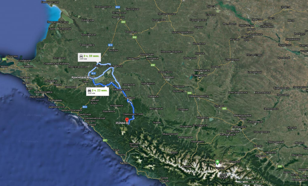 Автомобильный маршрут по Лаго-Наки